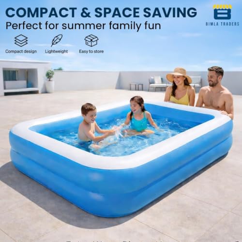 Image of Btag Premium Inflatable Family Swimming Pool for Kids & Adults | Extra-Large 6 Feet 3-Layer Striped Bath Tub Without Pump for Home & Outdoor Use.