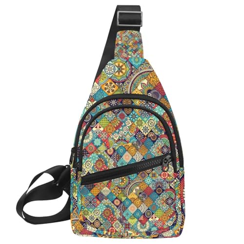 Sac de poitrine pour homme et femme étanche et léger avec motif abstrait multicolore
