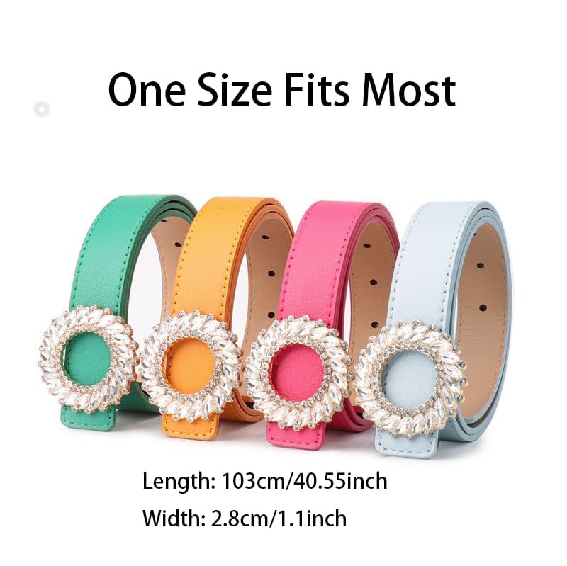 Women's Rhinestone Genuine Leather Belt with Crystal Buckle for Pants, Jeans, Dresses, Genuine Leather belts3