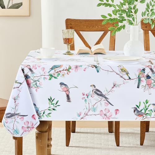 FIBORIA Table Cloth Wipe Clean PVC Rectangular 140x200 cm Tablecloth Plastic Oil Cloth table cloth Waterproof Table Cover for Birthday Party Outdoor Picnic Camping Garden Summer Spring,55 x 78 inch