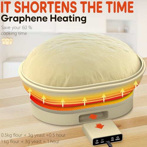 Sourdough Bread Baking Supplies,Electric Thermostatic Silicone Proofing Baskets for Sourdough Bread Baking Tools (elliptical-1, 10in) image 3