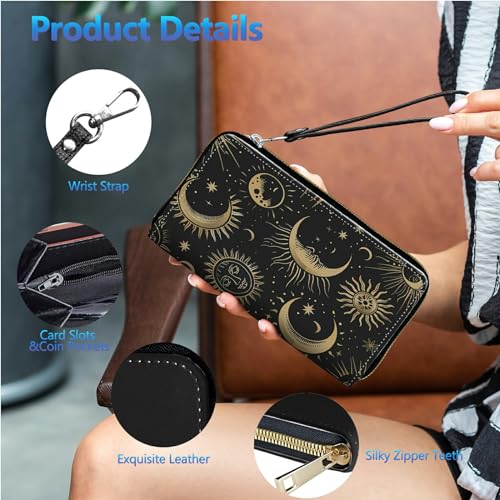 Image of Womens Wallet PU Leather Wristlet Wallets for Women, Large Capacity Lady Fashion Wallet Card Holder Zipper Wallet