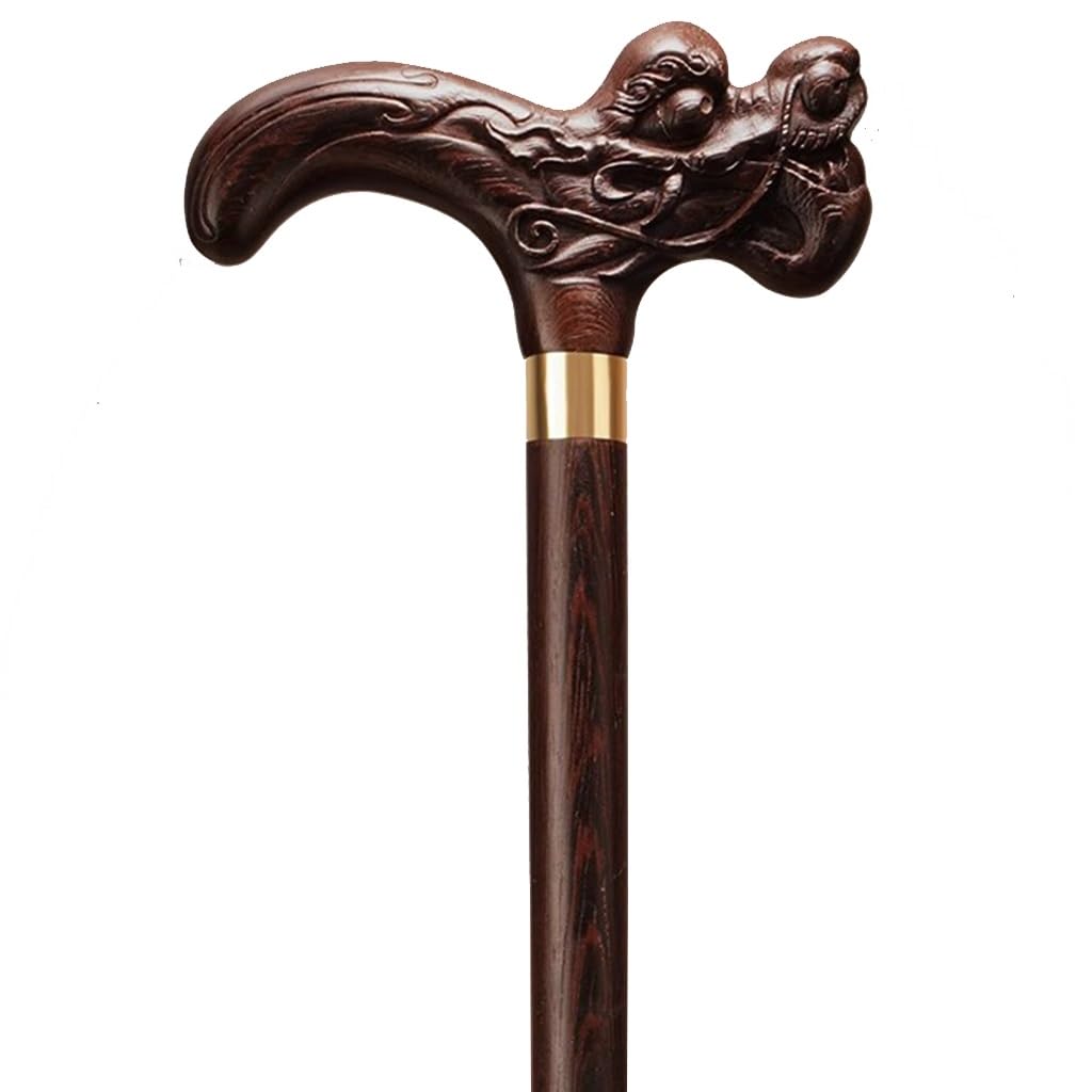 Laska spacerowa z głową smoka/feniksa, naturalna, antypoślizgowa(A,87Cm(Use Height 165 170Cm))