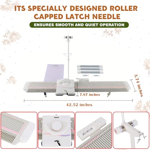 Knitting Machine, LK150 6.5mm Mid Gauge 150 Stitches Portable Plastic Domestic Smart Weaving Set with Accessories for Sock Hat Scarf, Hand Sweater Knitting Machine Kit for Kids