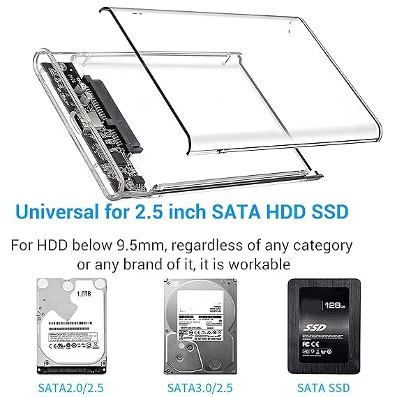 Image of Sound Tech 2.5 Inch SSD /HDD SATA Casing: Transparent Hard Disk Enclosure for Effortless USB 3.0 Connectivity, Featuring Screwless Tool-Free Installation /Plug and Play