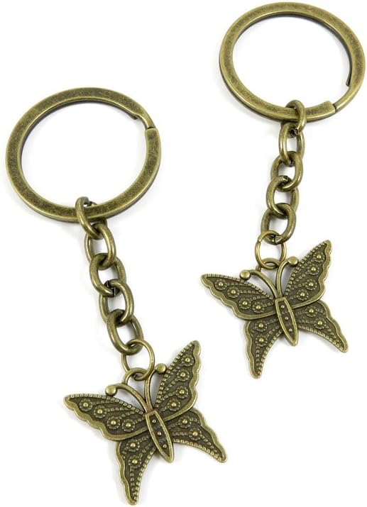 Antique Bronze Keychain Key Chain Tags Keyring Ring Jewelry Making Charms Supplies KC0388 Butterfly
