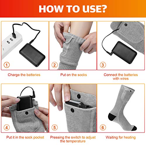 MECO ELEVERDE Heated Socks, Thermal Socks with 3 Adjustable Temperature Foot Warmers, Heated Socks, Ski Socks and Sneaker Socks Men Women M/L - Image 7