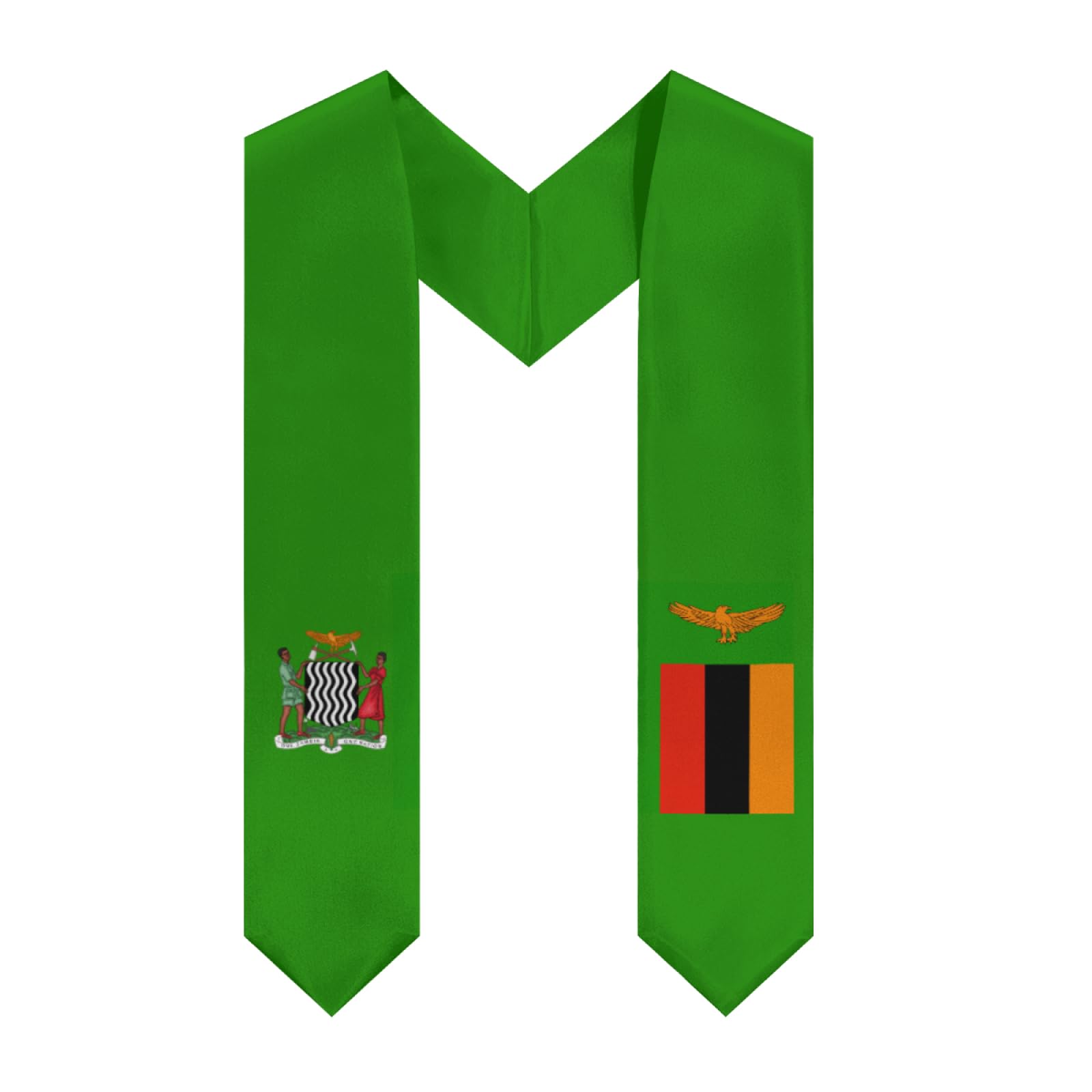 Smazdfxx Unisex Black Zambia Emblem Flag Graduation Stole Shawl Sash Honor For Study Aboard International Students