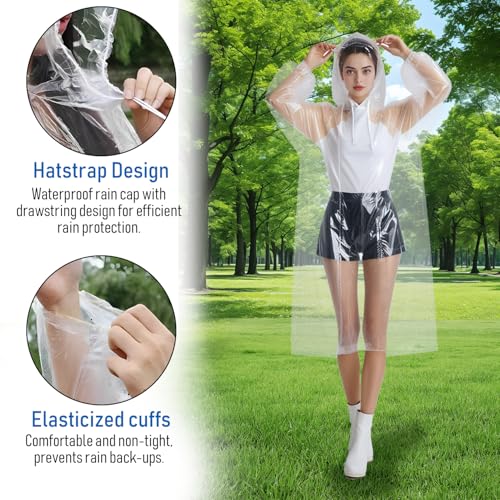Adult Disposable Rain Poncho, Transparent Vinyl Rain Poncho with Drawstring Hood, Outdoor, Daily Life Emergency Rain4