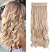 Sexybaby Synthetic Hair Extensions Hair-pieces Clip-in 24 Inches Curly Half Full Head with 5 Clips (Dark Blonde Mix Bleach Blonde,140G)