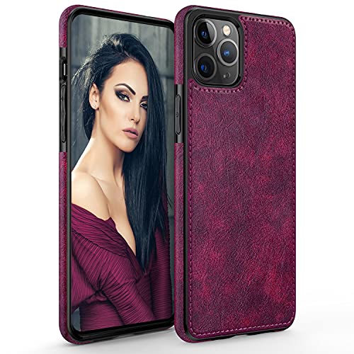 LOHASIC for iPhone 13 Pro Max Case, Thin Slim Elegant Luxury PU Leather Cover Flexible Bumper Non-Slip Grip Shockproof Full Protective Girls Women Cases for iPhone 13 Pro Max 6.7' (2021) - Magenta