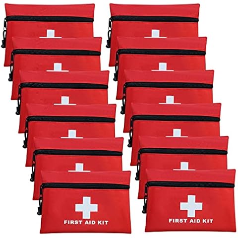 AOUTACC 12pcs Mini First Aid Kit Empty Bag, Travel Empty First Aid Kit Pouch Bag with Zippered for Emergency at Home, Office, Car, Outdoors, Boat, Camping, Hiking(Bag Only) Cover