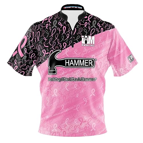 Logo Infusion Dye-Sublimated Bowling Jersey (Sash Collar) - I AM Bowling Fun Design 2036-HM - Hammer - Breast Cancer (X-Large) Multicolored