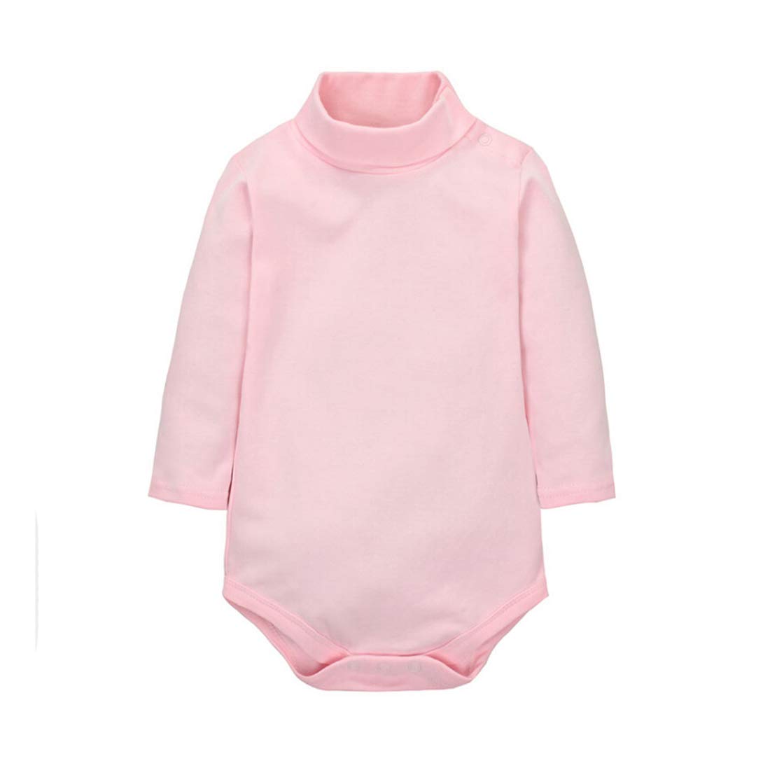 Cuteon Bambino Ragazzi Ragazze Solido Colore Di Base Dolcevita Cotone Body Tutine - Rosa 18 Mesi-image