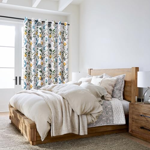 Image of Topfinel Sliding Door Patio Floral Curtains & Drapes, Blackout Extra Wide Room Divider Large Coquette Vintage Farmhouse Country Hummingbird Patterned Grommet Curtains 1 Single Panels W100 x L84