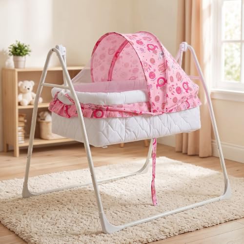 Image of StarAndDaisy Baby Cradle for Newborn Baby, Baby Bassinet with Swing Lock & Velcro Straps, Stable Baby Swing Cradle for Sleeping & Rest, Secure and Comfortable Infant Cradle