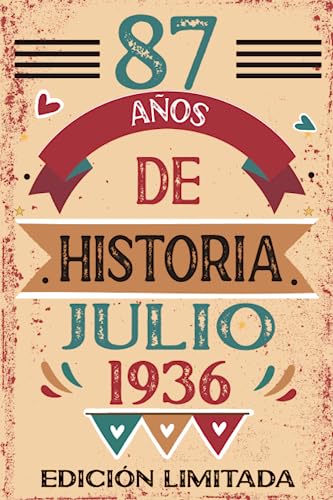87 Años De Historia Julio 1936: Libro de visitas, cuaderno, 110 páginas de felicitaciones, idea de regalo, regalo Para la esposa, novia, mujer, La madre