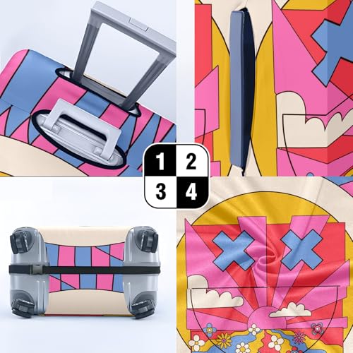 Travel Suitcase Cover Stretchable Luggage Protector with Secure Fastenings Wheel Guard Handle Access Slots Personalized Stylish Patterns Water-Resistant Material Smile Face4