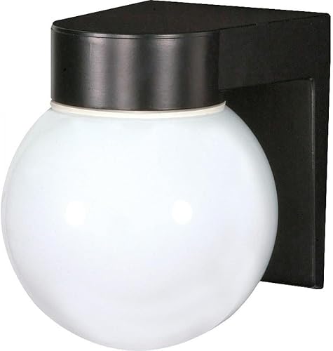 Miniatura 1 de Nuvo Lighting SF77140 - Lámpara de techo de aluminio fundido a presión para exteriores, para porche y patio, con globo de vidrio blanco, negro