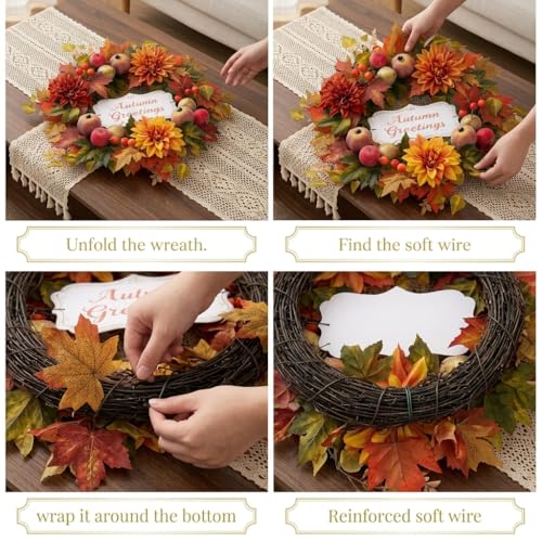 Valery Madelyn 24'' Collapsible Pre-Lit Fruits Fall Wreath for Front Door - image 7