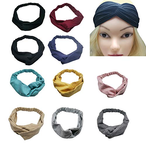 10 Pcs Boho Headbands Twisted Bands Criss Cross Elastic Head wraps Bows Hair Accessories for Women and Girls