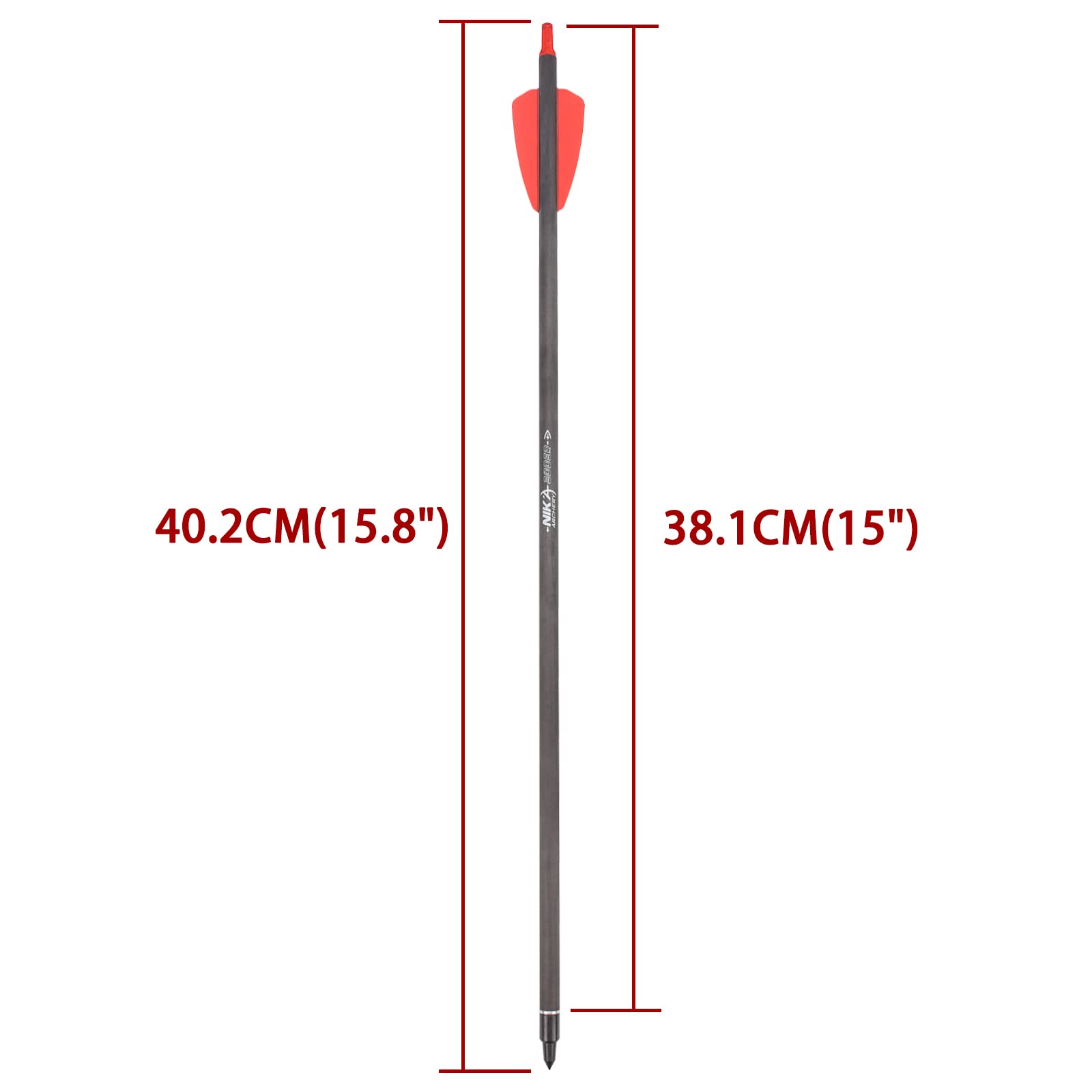 NIKA ARCHERY Lot de 12 boulons d'arbalète en carbone de 38,1 cm - Convient pour la chasse à l'arc EK Cobra RX - Pour la chasse à l'arc en plein air