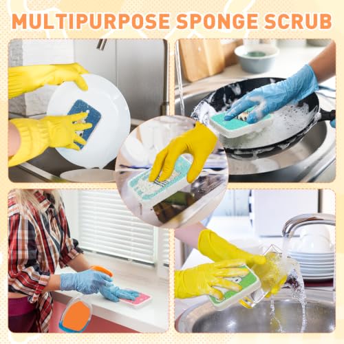 Image of Maxdot 50 Counts Compressed Cellulose Sponges Bulk Cat Style Natural Kitchen Compostable Non Scratch Dish Sponges for Washing Dishes, Cleaning Countertop Sink, Kids DIY