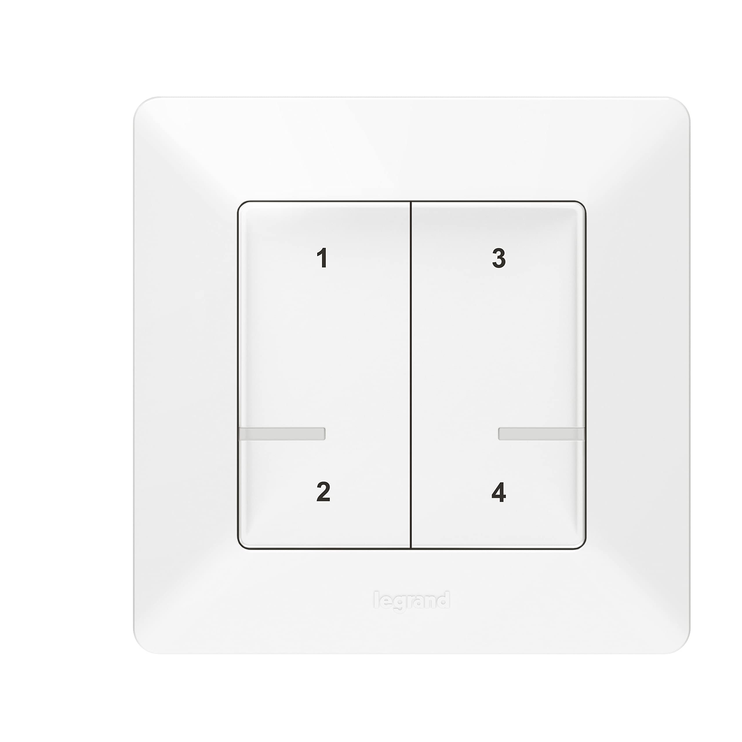 Legrand, Valena Life with Netatmo Scene Switch with 4 Buttons, Radio Control, Local Control or via App or Voice Assistant (Alexa, Siri, ..), LED Battery Indicator, incl. Batterie, 752168