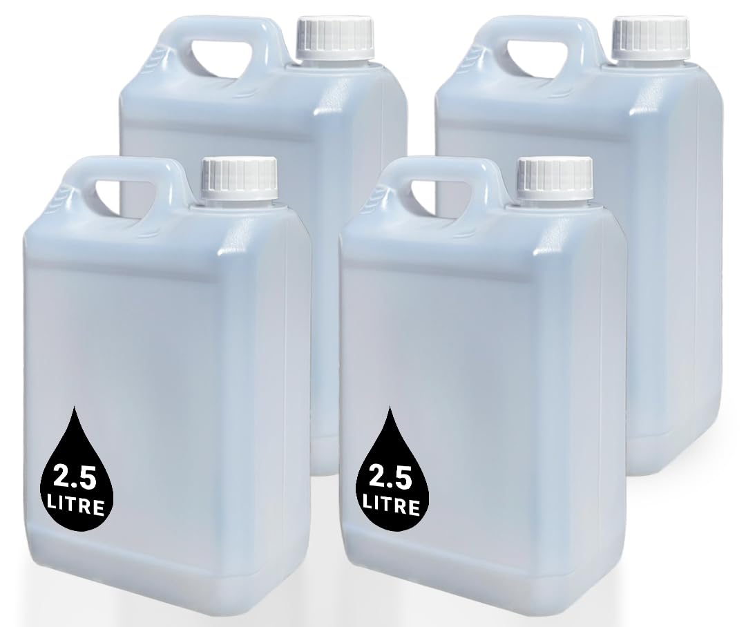 Powerchem 4 X 2.5L Jerry Can Bottle Container + 38Mm Tamper Evident Cap - For Storage Of Liquids Chemicals Food Stuff Fuel Natural