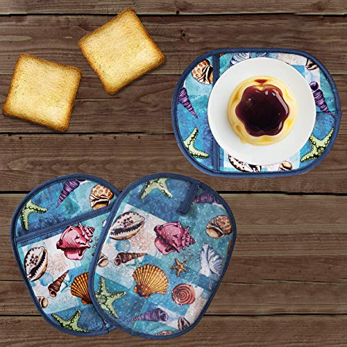 Pot Holders Set Of 2 With Transparent Clear Silicone Shell And Nice Shell Flower Cotton Lining, Heat Resistant To 500 F Kitchen Oven Gloves Pot Holder For Cooking (Shell Flower, Potholders) #TOP7