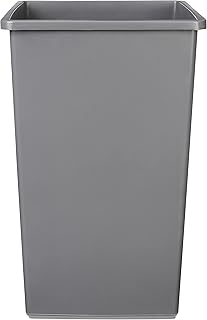 Amazon Basics Square Waste Container Open Top Wastebasket, Plastic Bins, 25 gallons, Grey, (Pack of 2)