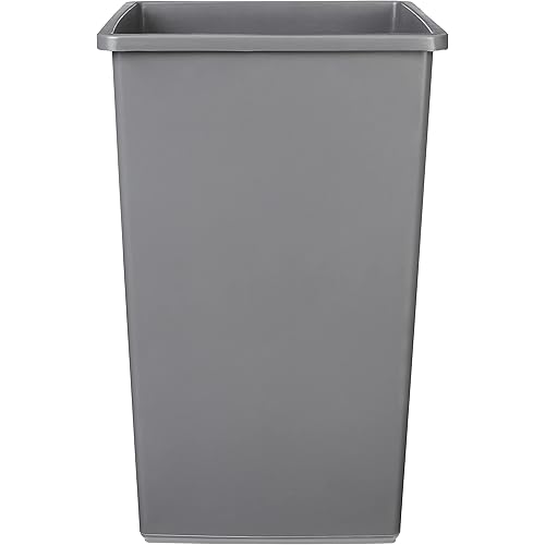 Amazon Basics Square Waste Container, Open Top, Space Saving, 25 Gallons, Grey, Pack of 2
