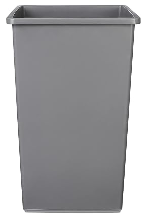 Amazon Basics Square Waste Container Open Top Wastebasket Plastic Bins 25 gallons Grey Pack of 2