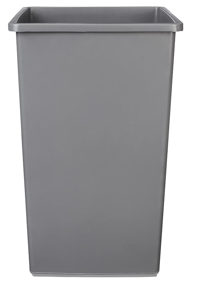 Amazon Basics Square Waste Container Open Top Wastebasket Plastic Bins 25 gallons Grey Pack of 2