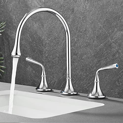 Robinet à 3 trous pour lavabo de salle de bain mélangeur pivotant en laiton chromé