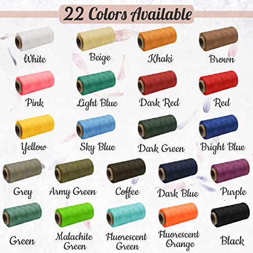 Uiopa 1mm Waxed Thread, 260m 150D Leather Sewing Thread, Hand Stitching Flat Waxed Cord for Leather Craft Bookbinding - Image 4