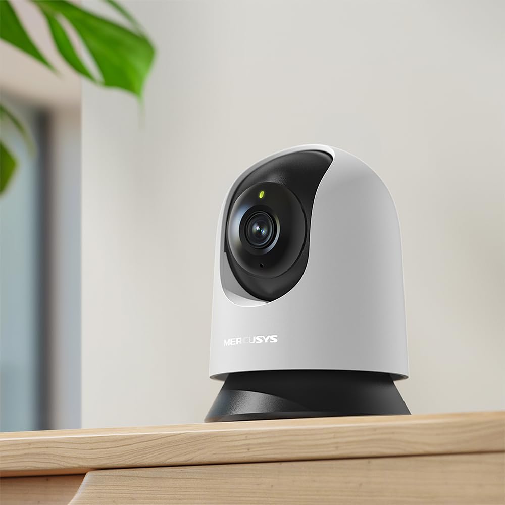 MERCUSYS MC200 Telecamera Wi-Fi Interno FHD, Videocamera Sorveglianza 360°, Visione Notturna, Audio a 2 Vie, Rilevamento di Movimento/Notifiche/Allarme, ZonaPrivacy, Supporta microSD fino a 512 GB