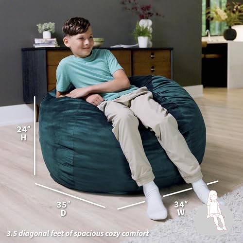 Image of Big Joe Fuf 3.5Ft Foam Bean Bag Chair for Kids, Teens, Mediterranean Plush Polyester, 3.5 Foot Large Ultra-Soft Seat for Gaming, Bedroom, Reading Nook | Premium Shredded Foam Filled, Plush, Safe for Kids Ages 3 and Up, Supports Up to 200 lbs