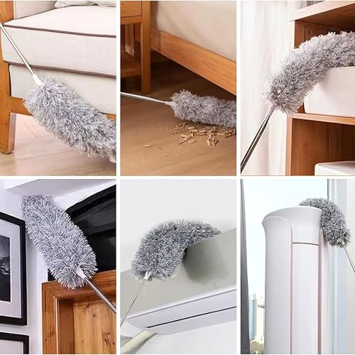 Image of Microfiber Feather Duster with 100 Inch Extendable Pole - Bendable Washable Fan Cleaning Brush for Ceiling Fan, Cobweb, Blinds, Furniture, electonics & Home