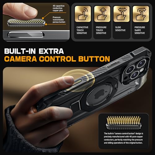 Image of SUPCASE PC For iPhone 16 Pro Rugged Case With Camera Control Capture Button(Unicorn Beetle Grip)[Compatible With Magsafe] Heavy Duty Rugged Magnetic Stand Phone Case For iPhone 16 Pro 6.3'' 2024,Black