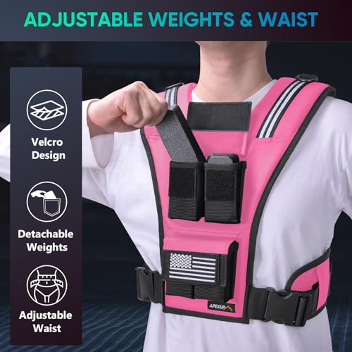 Image of APEXUP Adjustable Weighted Vest Men 20lbs /30lbs /40lbs Weights with Reflective Stripe, Weight Vest Woman Workout Vest for Strength Training Running Walking