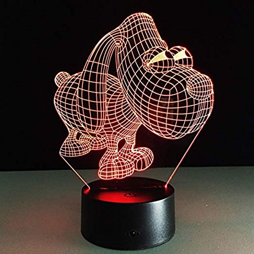 Illusion 3D LapinLED Lampe Art Déco Lampe Lumières LED Décoration Lampes Touch Control 7 Couleurs Change Veilleuse USB Powered Enfants Cadeau Anniversaire Noël Cadeaux