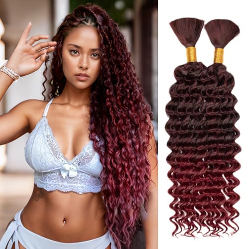 Deep Braiding Hair for Black Women Deep Wave Bulk Hair for Braiding 20inch 150g for Deep Wave Braiding Hair Extensions Synthetic Micro Braiding Hair for Boho Braids No Weft (TBUG 2Pack)