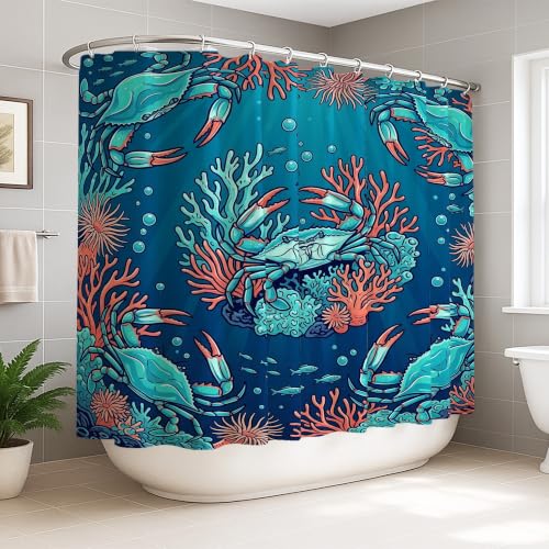 Rideau de douche extra large bleu océan imperméable grand format anti éclaboussures - 2