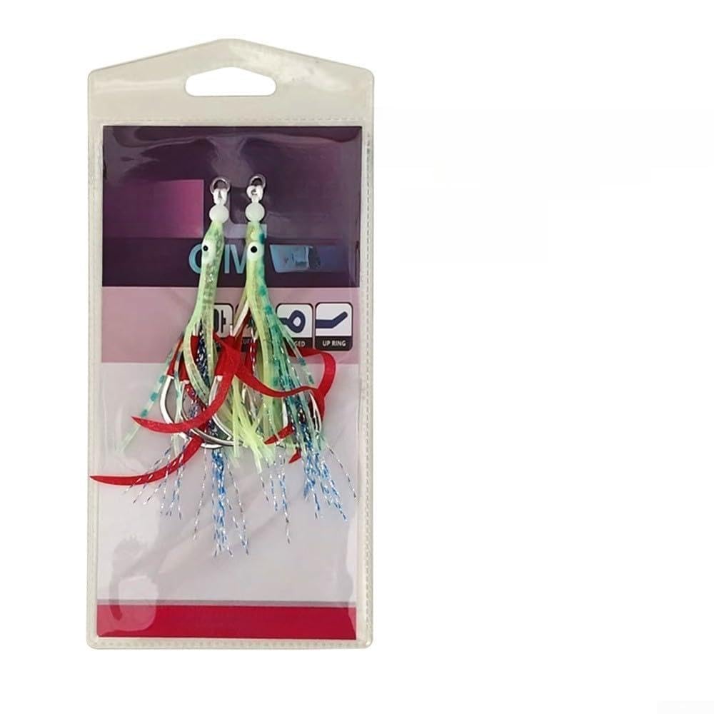 Esca di calamari in silicone di grado marino con doppio gancio effetto bagliore e filo riflettente per pesca offshore