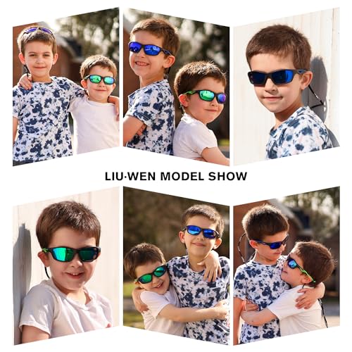 LIU·WEN Kids Baseball Sports Polarized Sunglasses 2 Pack - Flexible Shades With Strap for Boys Girls Age 2-8 - Image 3