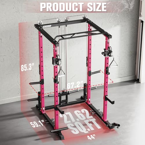 Image of RitFit Multi-Function Garage & Home Gym Package Includes 1200LBS Power Cage PPC03 /P3 with Cable Crossover System, Weight Bench, Olympic Barbell Weight Set, Full Body Workout