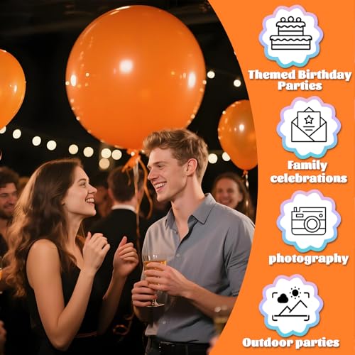 Image of Orange Big Balloons 32pcs, 18 Inch Large Latex Giant Heavy Duty Balloons for Birthday Wedding Baby Shower Decorations