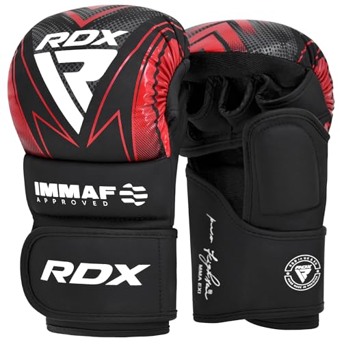 RDX IMMAF Sparring Grappling Handschuhe, belüftete offene Handfläche, Verstellbare Handgelenkriemen Punchinghandschuhe für Muay Thai, Kickboxen, Freefight, Boxsack Gloves Männer Frau RDX IMMAF Sparring Grappling Handschuhe, belüftete offene Handfläche, Verstellbare Handgelenkriemen Punchinghandschuhe für Muay Thai, Kickboxen, Freefight, Boxsack Gloves Männer Frau