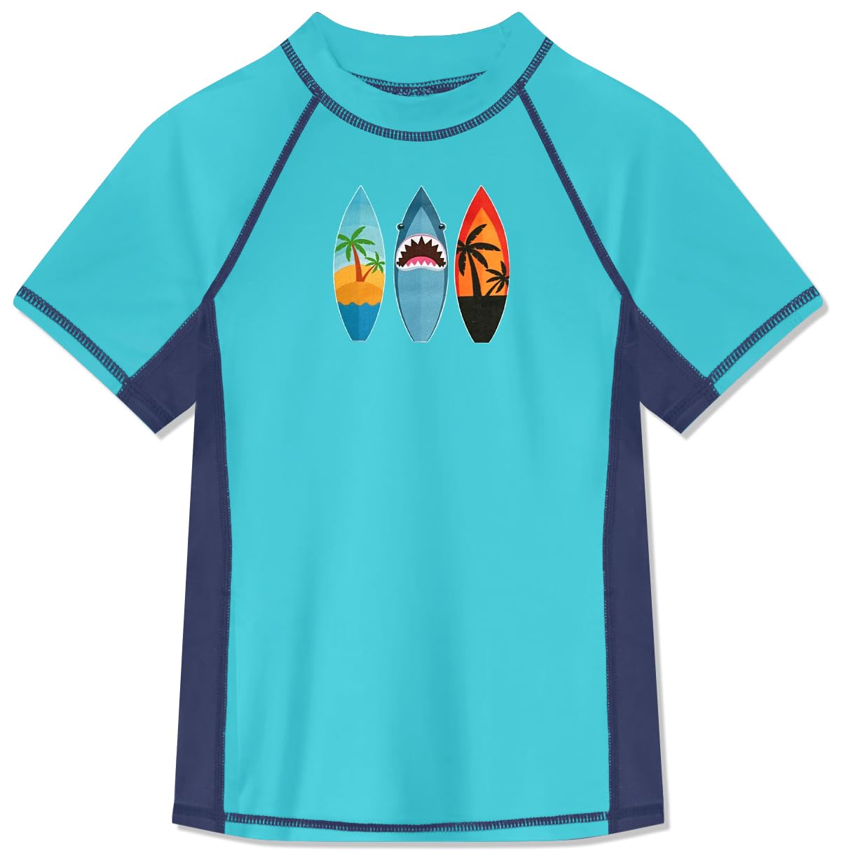 BesserBay Jungen Rashguard Shirt UPF 50+ Kurzarm Schwimmshirt Top UV-Shutz 110-160